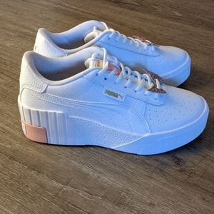RARE White & Blush Puma Cali Wedge Sneakers